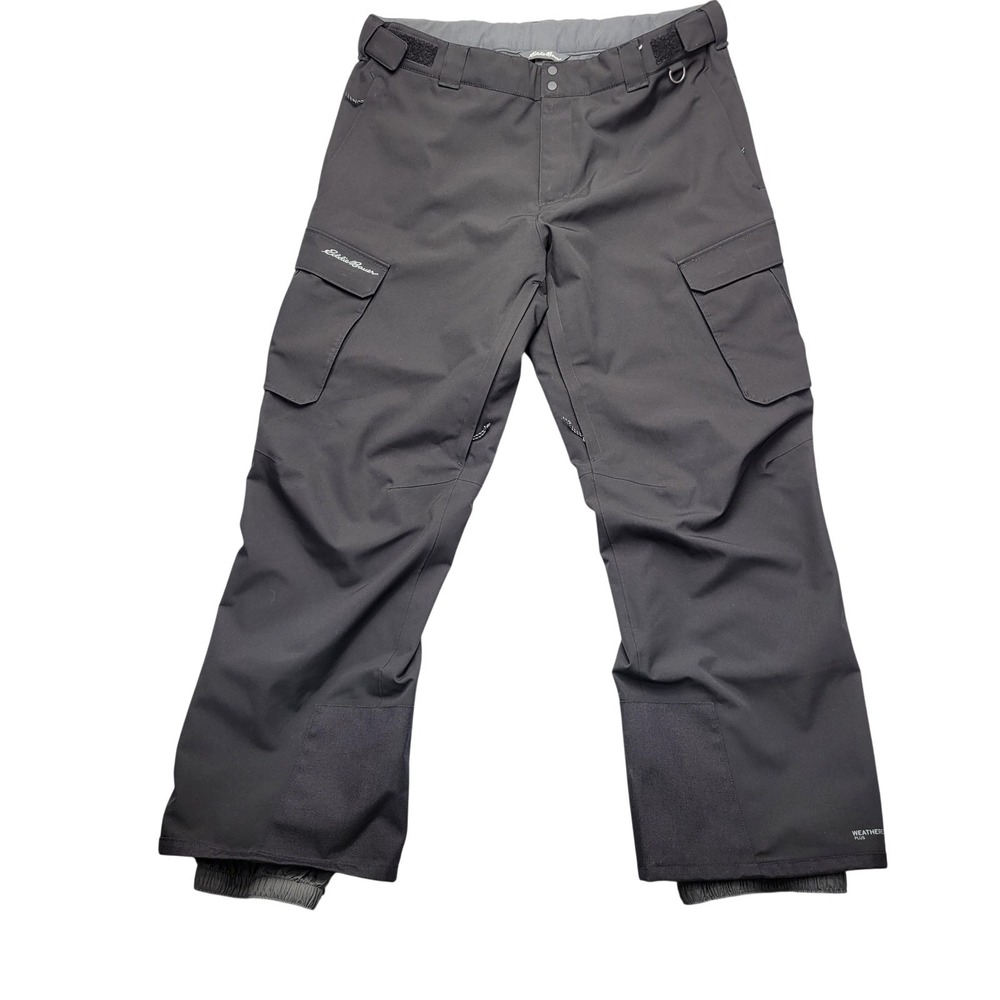 Eddie Bauer Snow Pants Mens Large Gray WeatherEdge Plus Softshell Ski Waterproof